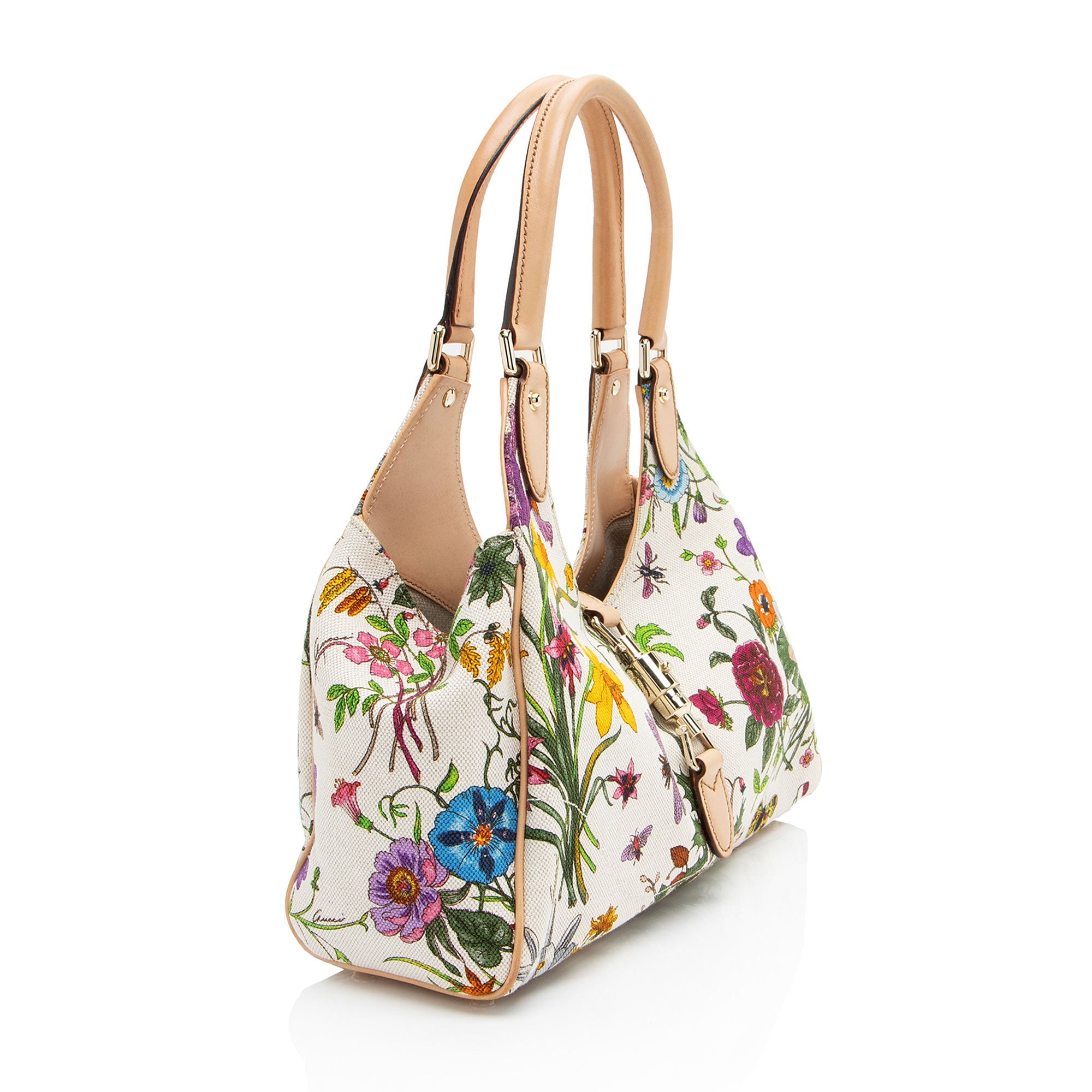 Gucci Canvas Flora Bardot Shoulder Bag
