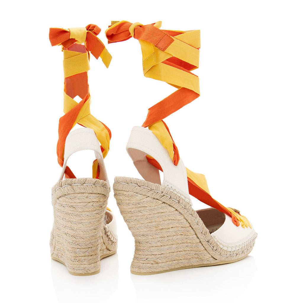 Gucci Canvas GG Marmont Espadrille Wedges - Size 10 / 40