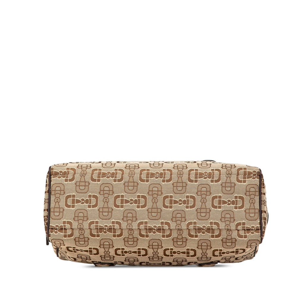Gucci Canvas Horsebit Charmy Boston Bag