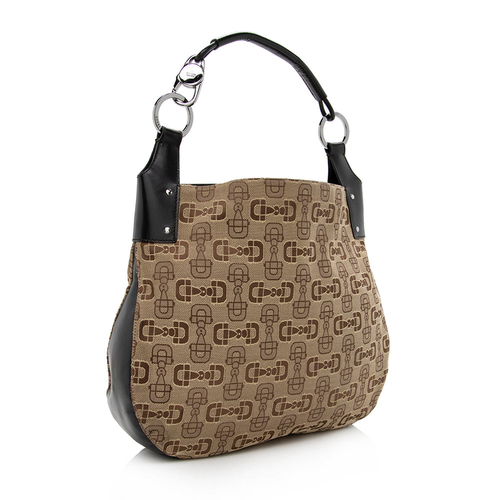 Gucci Canvas Horsebit Hobo (SHF-15066)