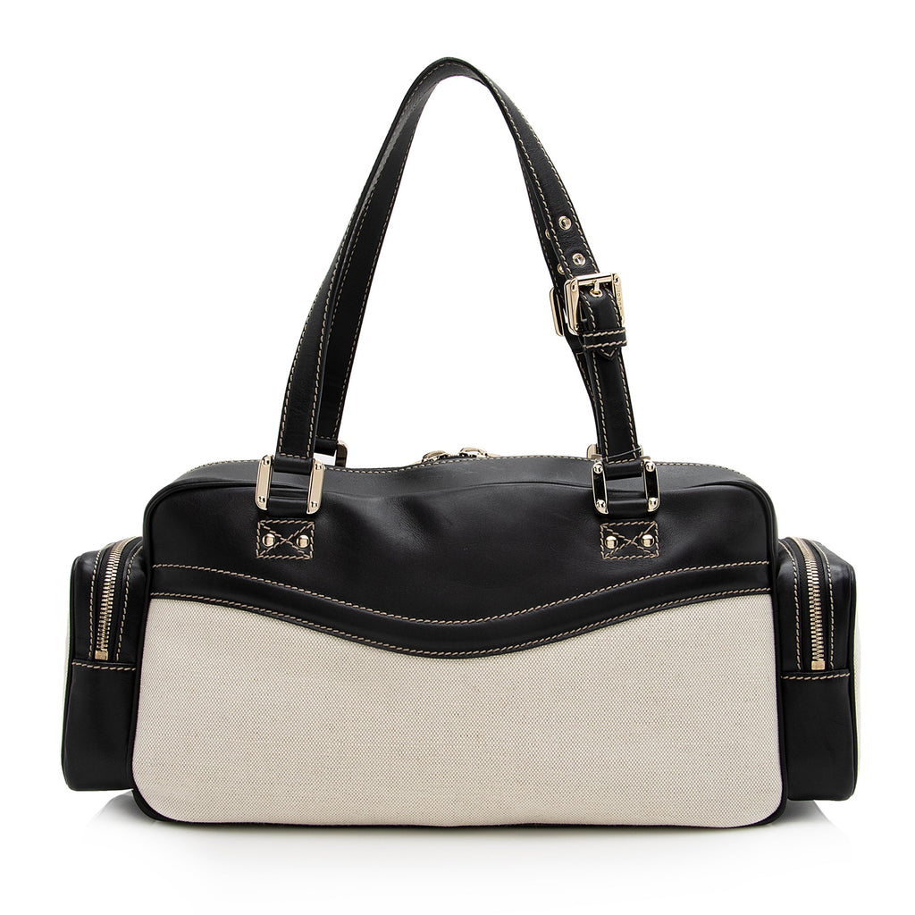 Gucci Canvas Leather East West Multi-Pocket Satchel (SHF-22759)