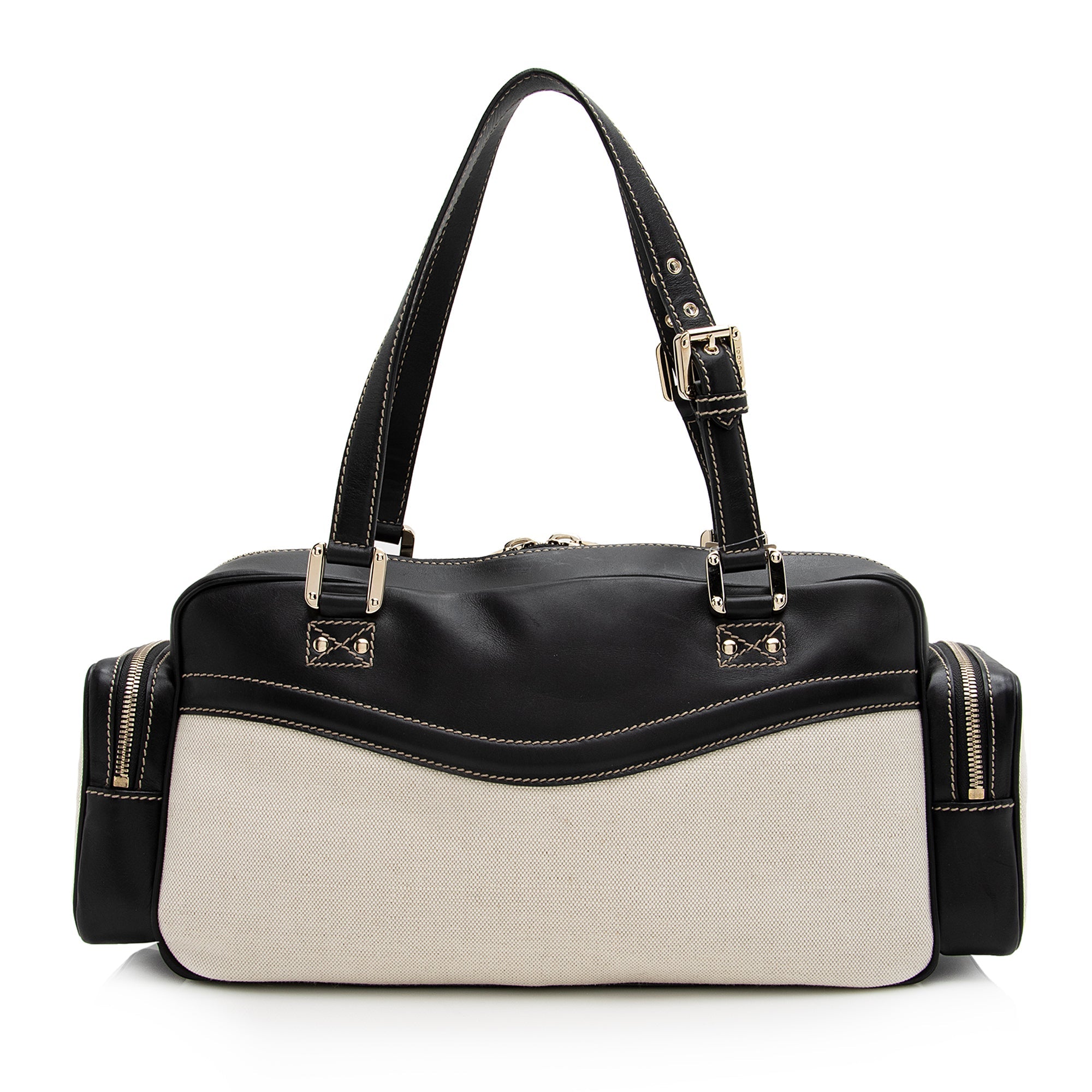 Gucci Canvas Leather East West Multi-Pocket Satchel (SHF-22759)