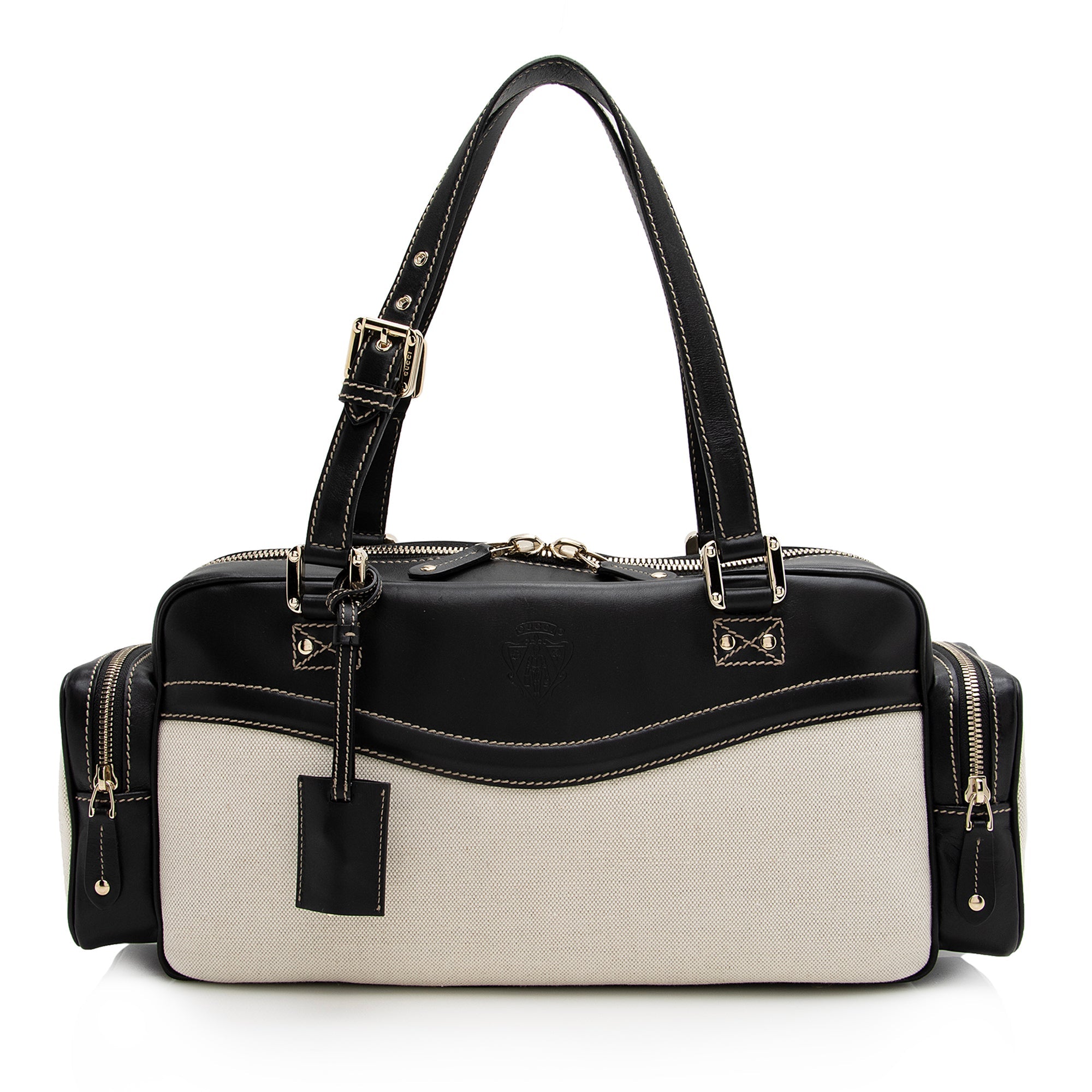 Gucci Canvas Leather East West Multi-Pocket Satchel (SHF-22759)