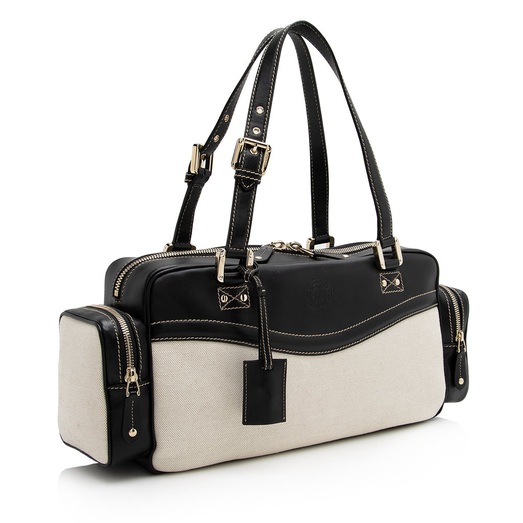 Gucci Canvas Leather East West Multi-Pocket Satchel (SHF-22759)