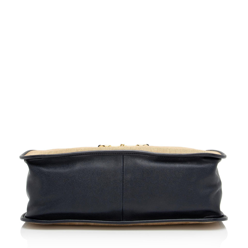 Gucci Canvas Leather Horsebit 1955 Medium Tote (SHF-23388)