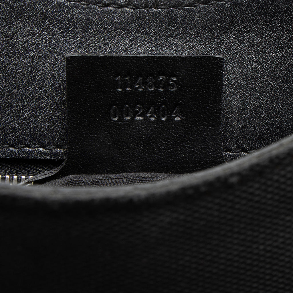Gucci Canvas Perforated Leather Interlocking G Reins Satchel