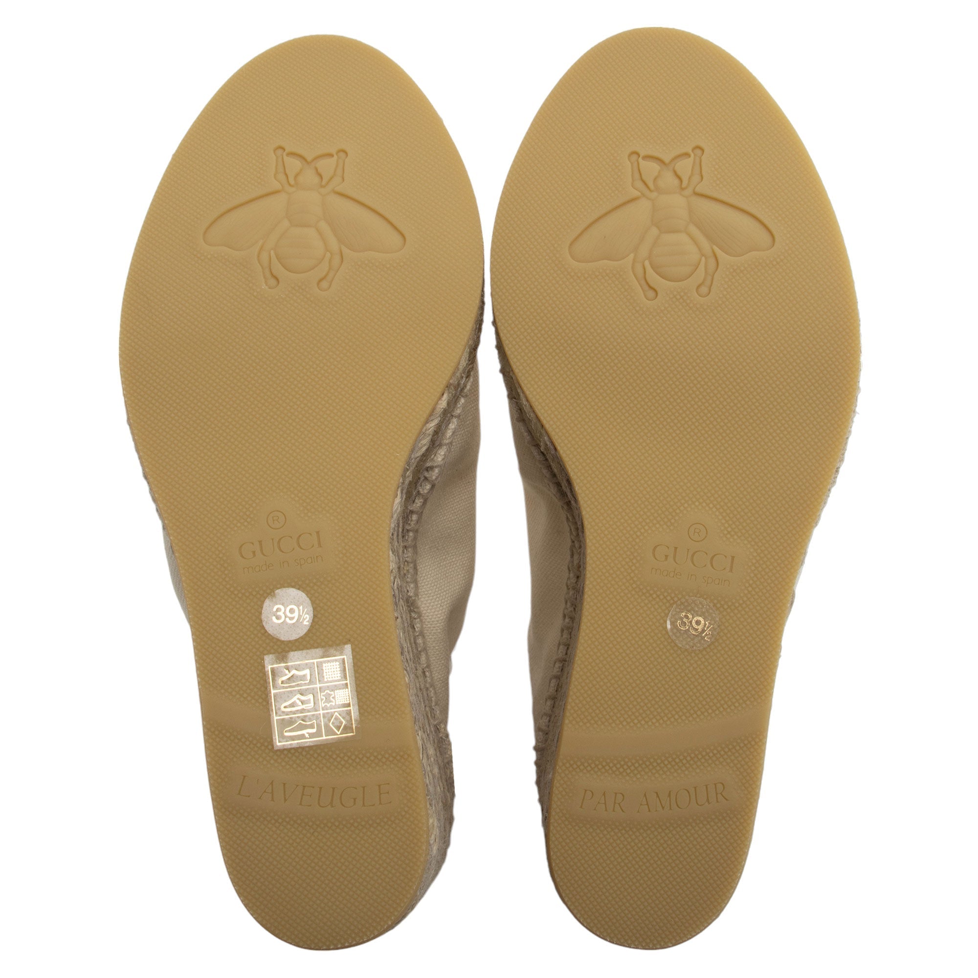 Gucci Canvas Logo Wedge Espadrilles - Size 9.5 / 39.5 (SHF-iPC3To)
