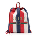 Gucci Canvas Sylvie Stripe Logo Drawstring Backpack (SHF-23707)