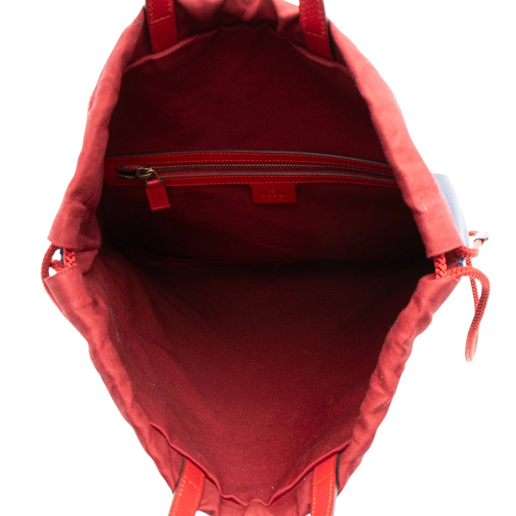 Gucci Canvas Sylvie Stripe Logo Drawstring Backpack