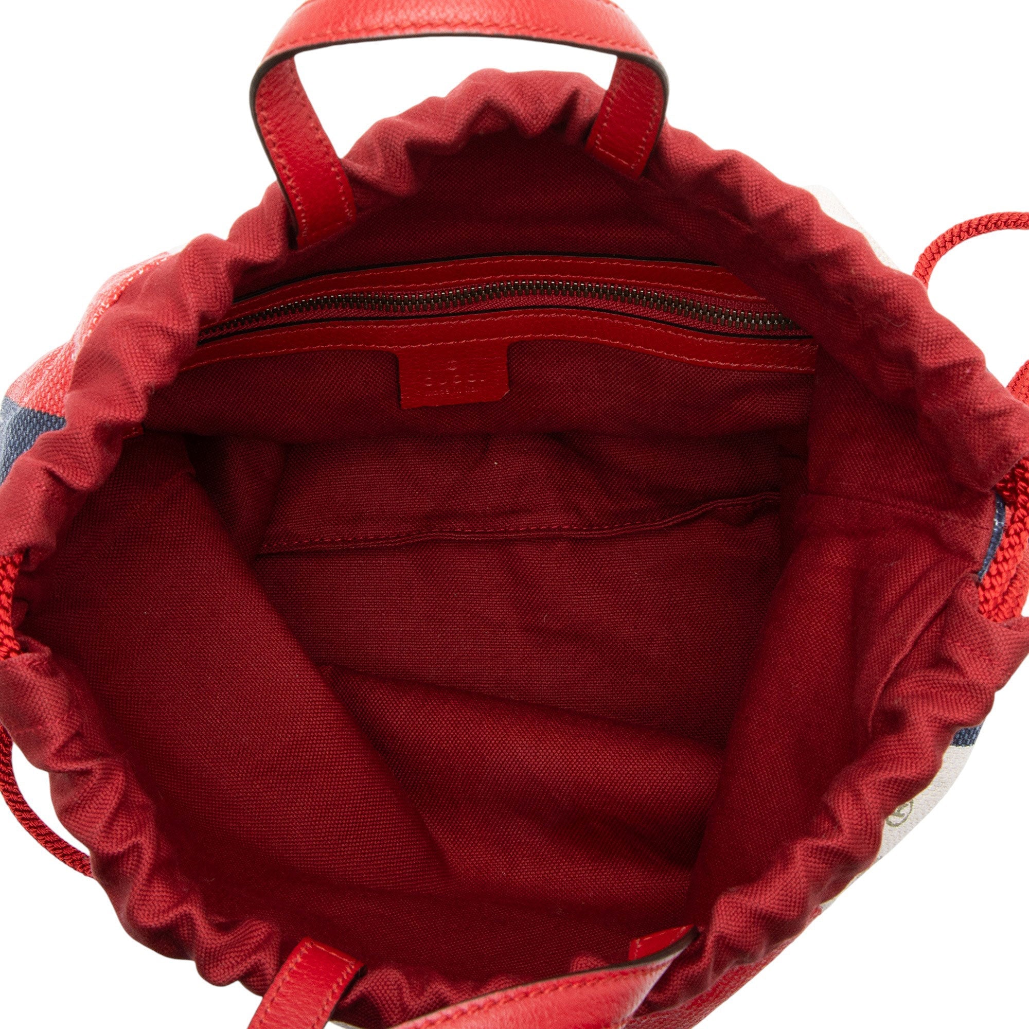 Gucci Canvas Sylvie Stripe Logo Drawstring Backpack