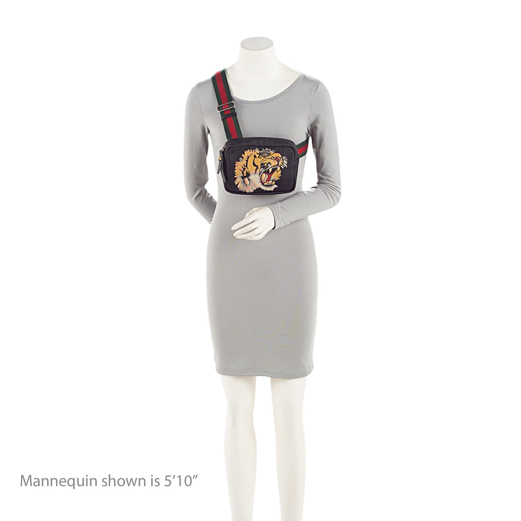 Gucci Canvas Tiger Embroidered Web Messenger