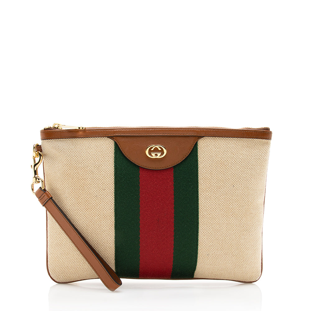 Gucci Canvas Vintage Web Wristlet (SHF-17031)