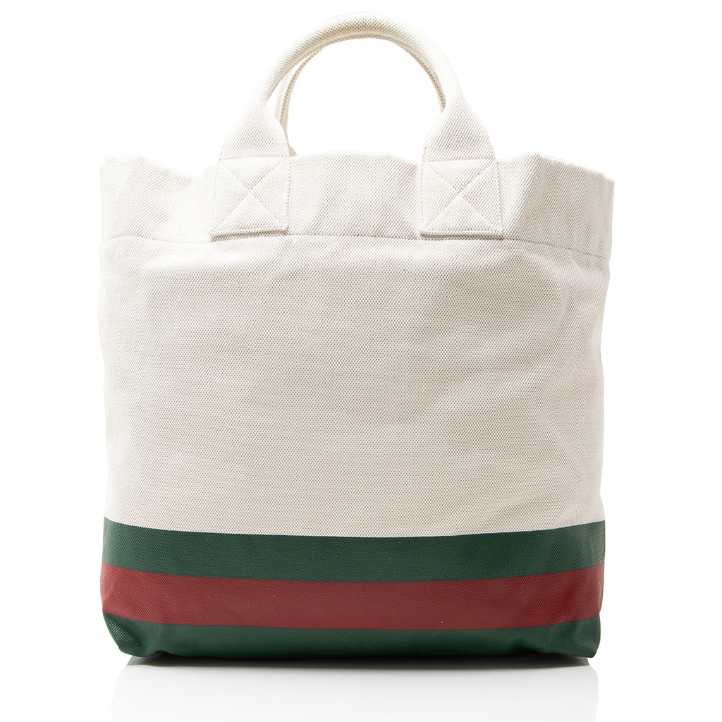 Gucci Canvas Web Logo Embossed Tote
