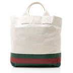 Gucci Canvas Web Logo Embossed Tote