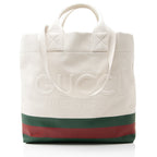Gucci Canvas Web Logo Embossed Tote
