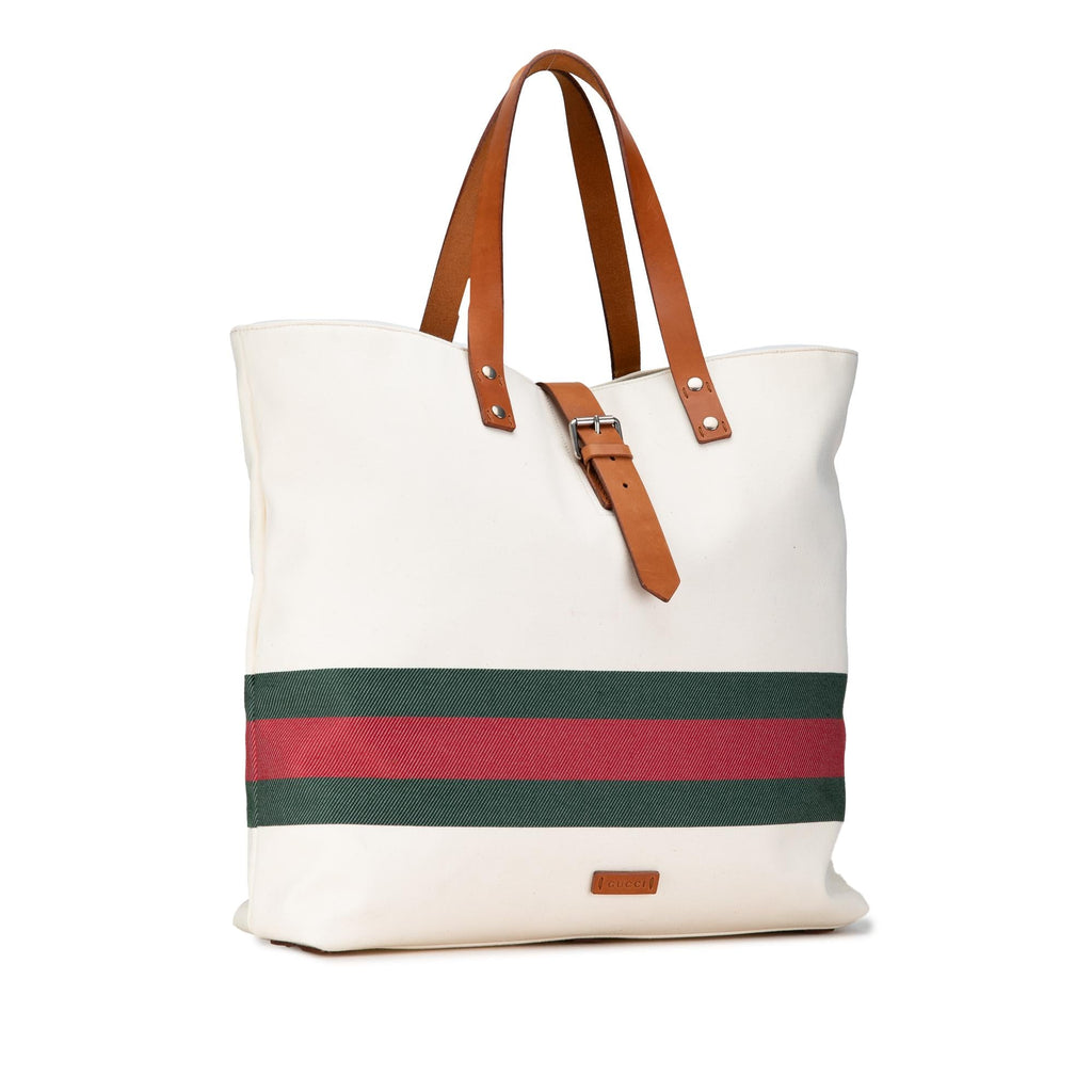 Gucci Canvas Web Tote (SHG-Wgx5wH)