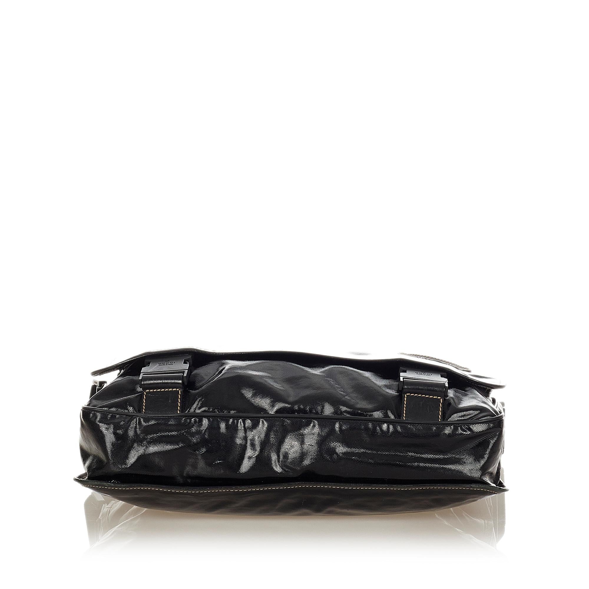Gucci Crest Coated Canvas Crossbody Bag (SHG-31753)