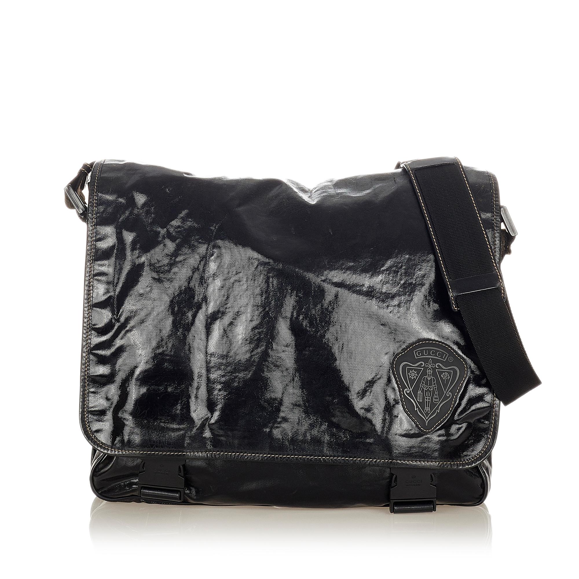 Gucci Crest Coated Canvas Crossbody Bag (SHG-31753)