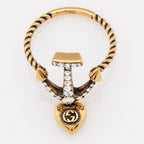 Gucci Crystal Anchor Heart Ring - Size 8 1/2 (SHF-i31ZrL)