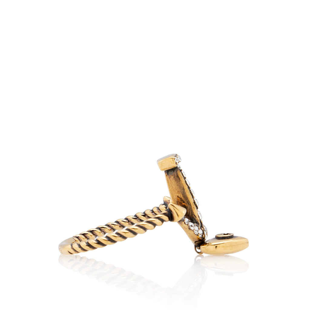 Gucci Crystal Anchor Heart Ring - Size 8 1/2 (SHF-i31ZrL)