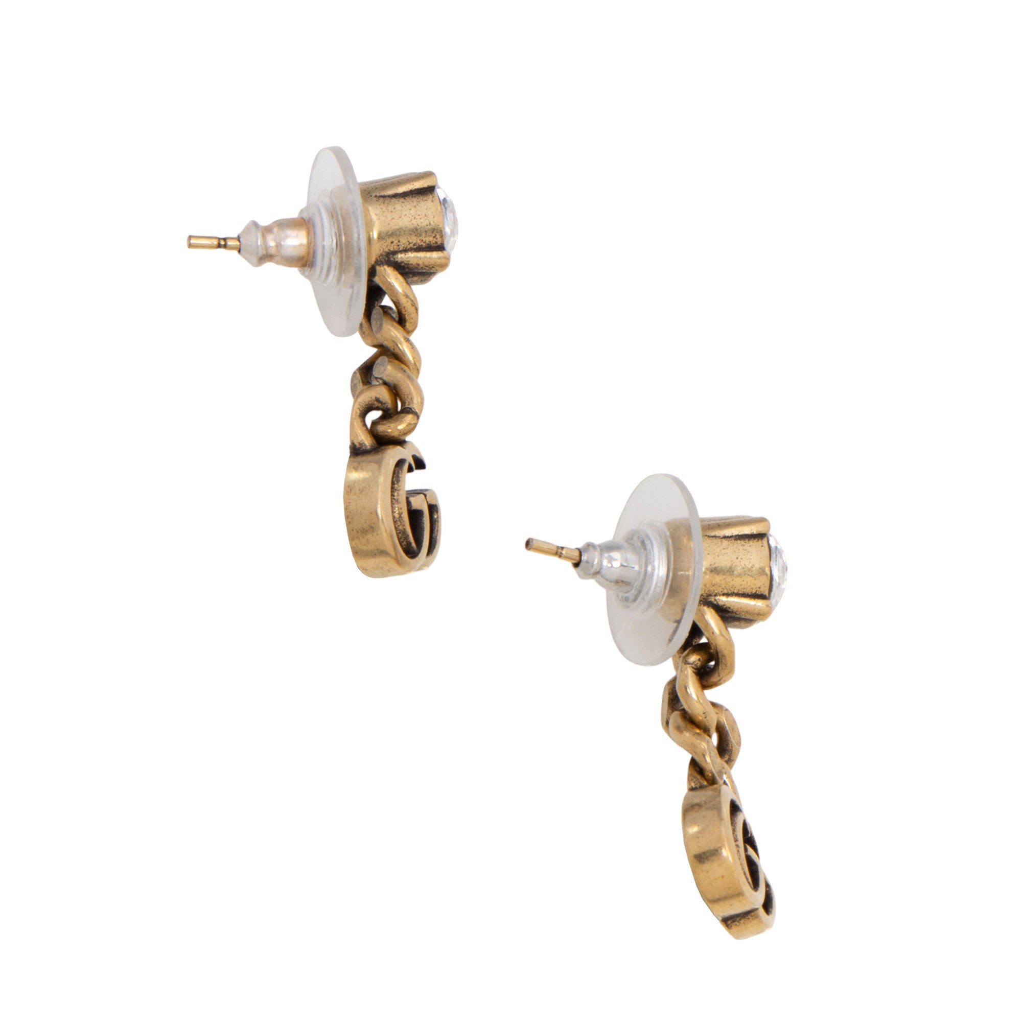 Gucci Crystal Double G Chain Drop Earrings (SHF-qC4GTi)