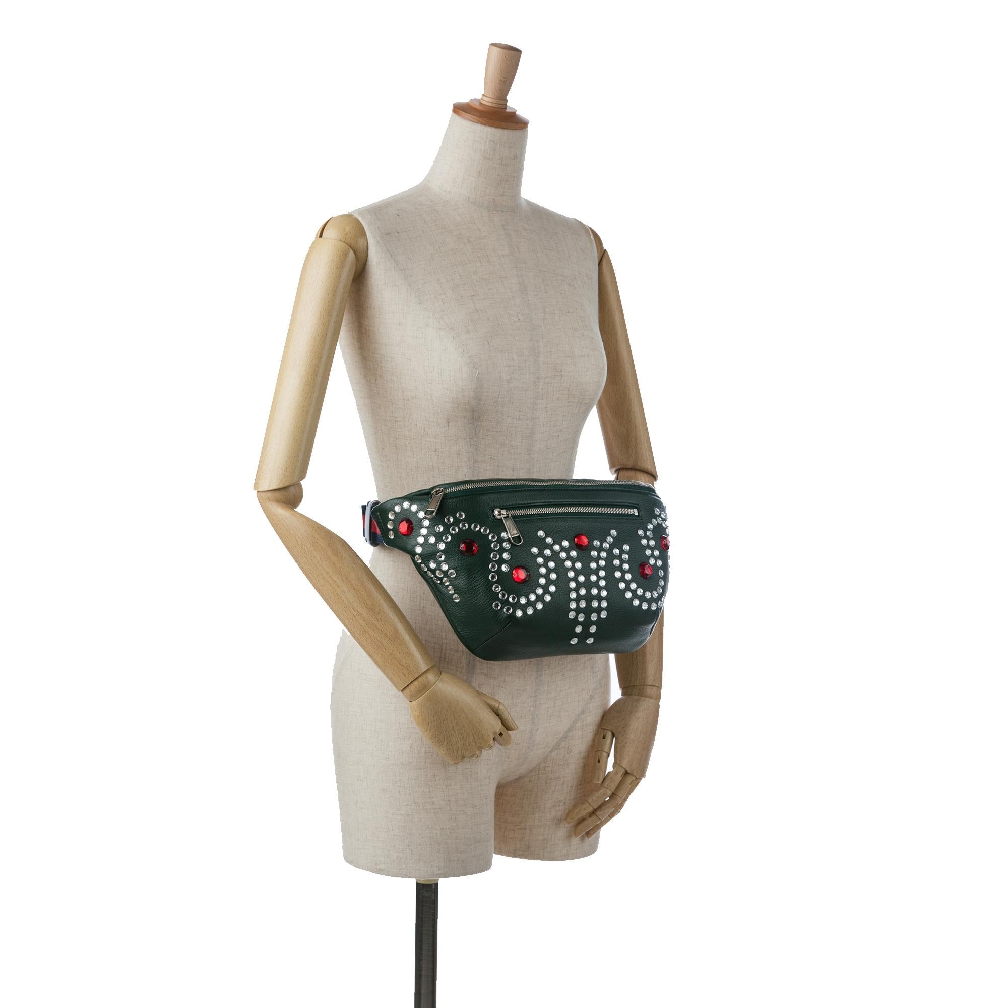 Gucci Crystal Embellished Web Belt Bag (SHG-xRoD5p)