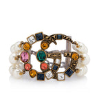 Gucci Crystal Faux Pearl GG Bracelet (SHF-21451)