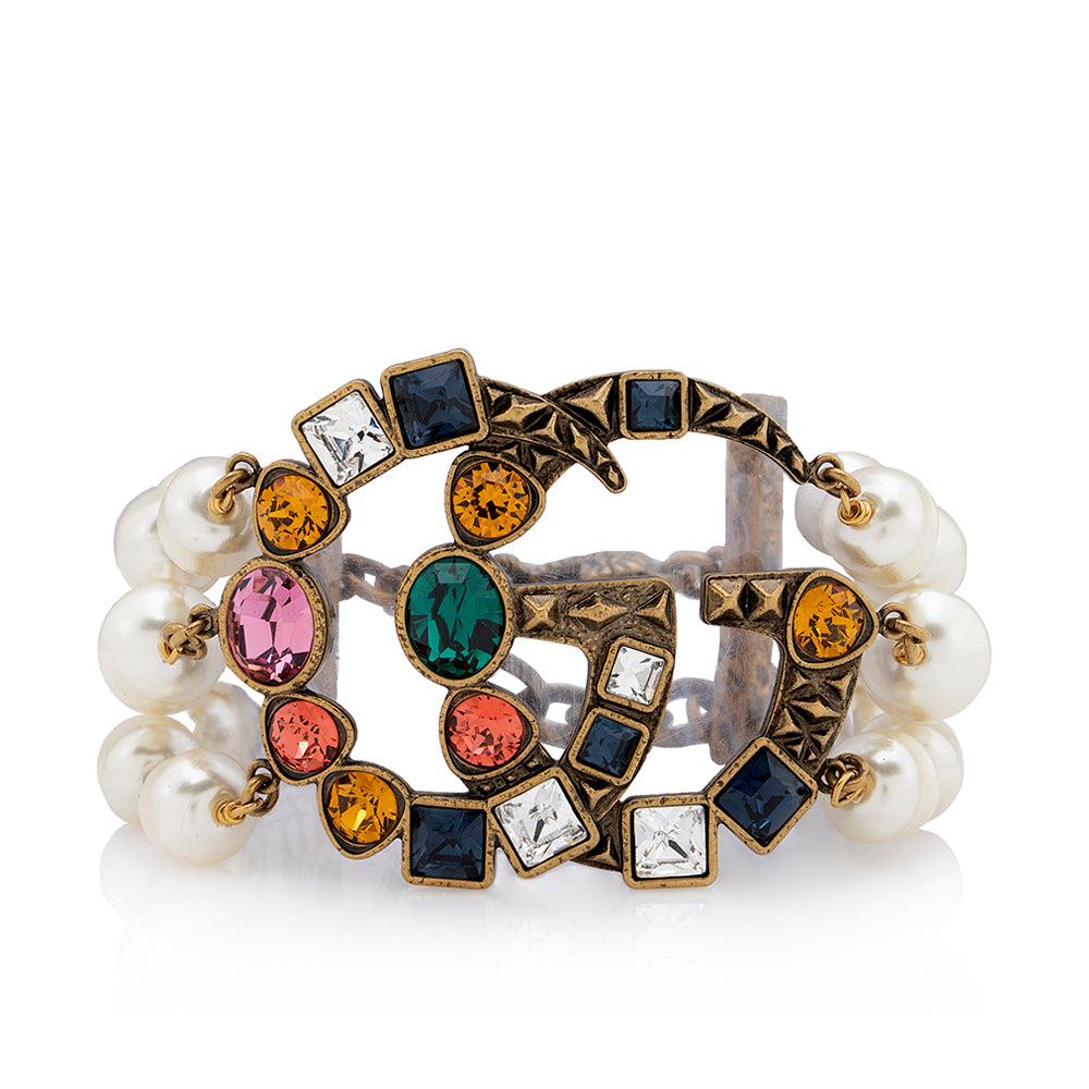 Gucci Crystal Faux Pearl GG Bracelet (SHF-21451)