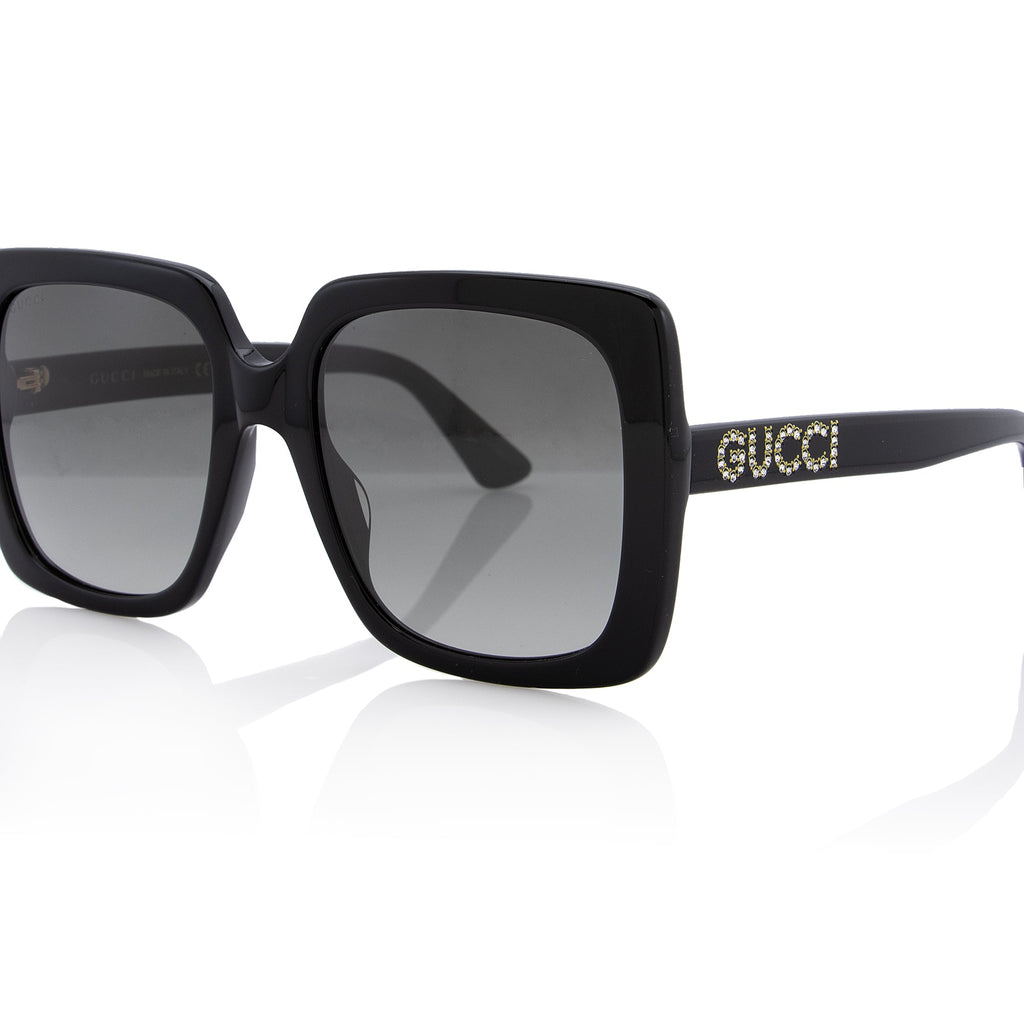 Gucci Crystal Logo Oversize Rectangular Sunglasses (SHF-22732)