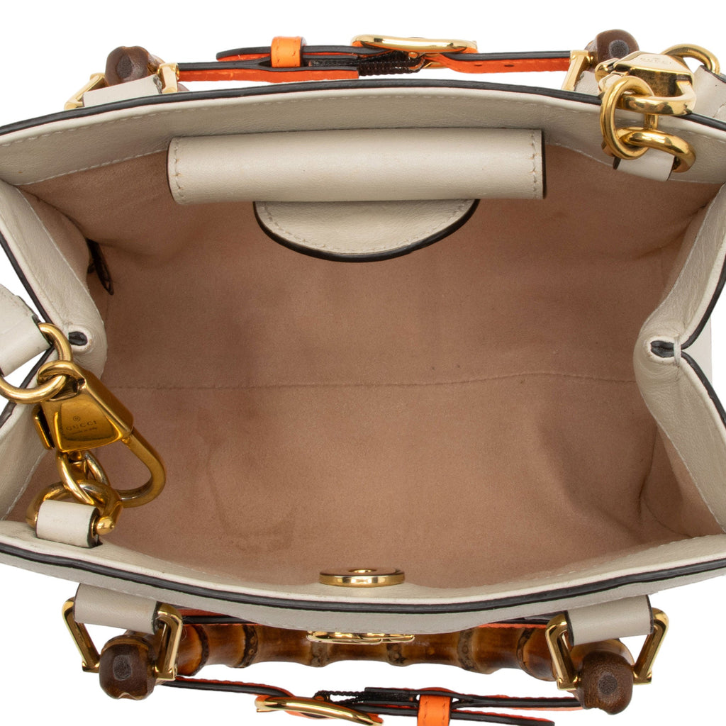 Gucci Cuir Leather Bamboo Diana Mini Tote (SHF-Mtoamr)