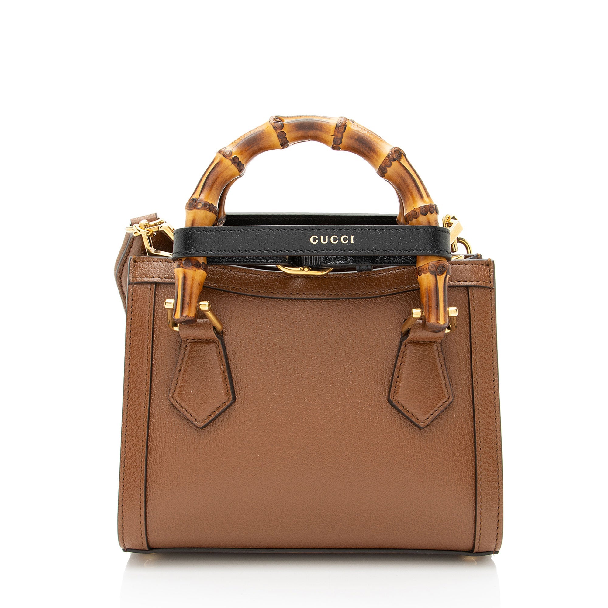 Gucci Cuir Leather Bamboo Diana Mini Tote