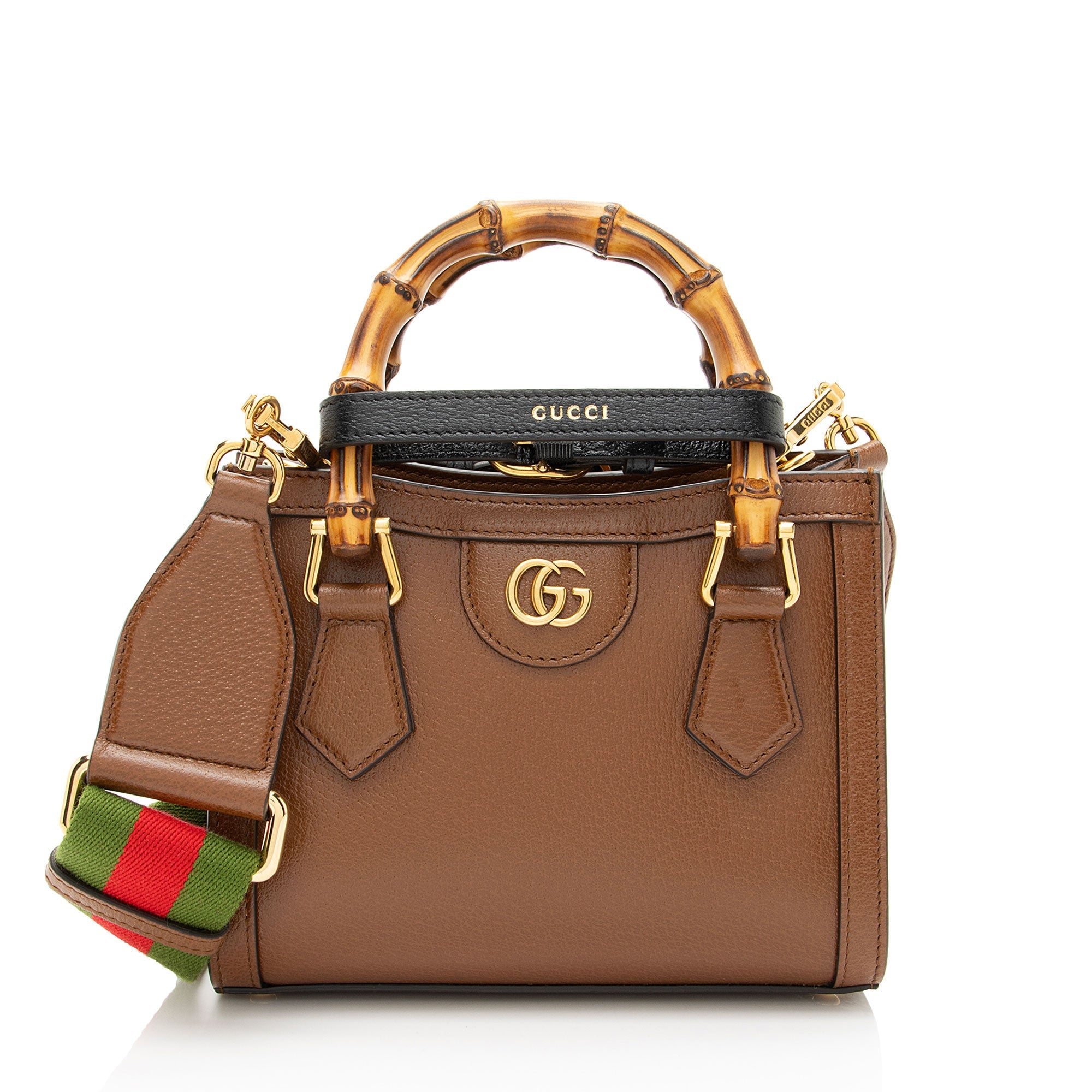 Gucci Cuir Leather Bamboo Diana Mini Tote