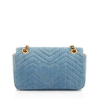 Gucci Denim Matelasse Pearl GG Marmont Small Flap Bag (SHF-JQgdk7)