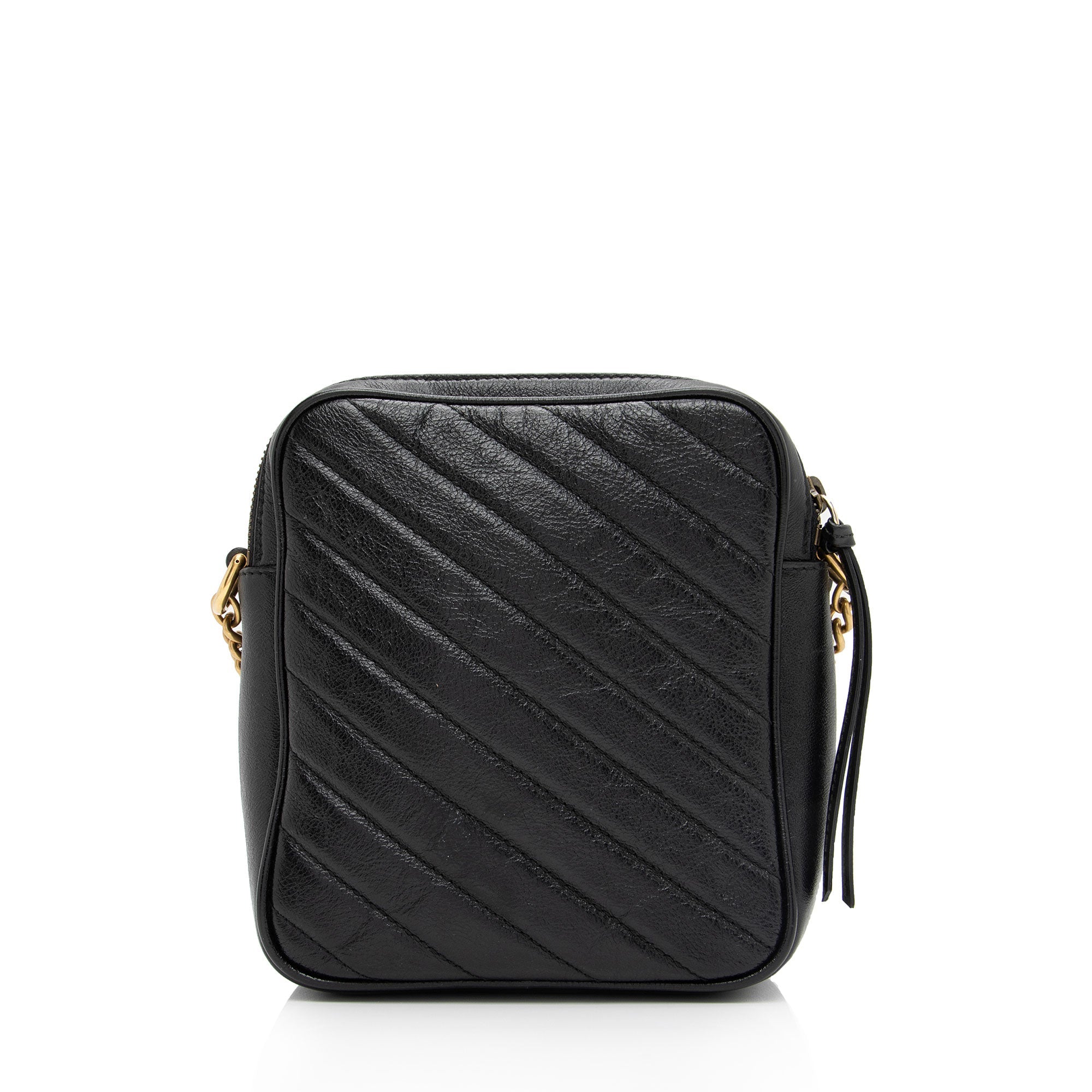 Gucci Diagonal Matelasse Leather GG Marmont Double Zip Mini Camera Bag