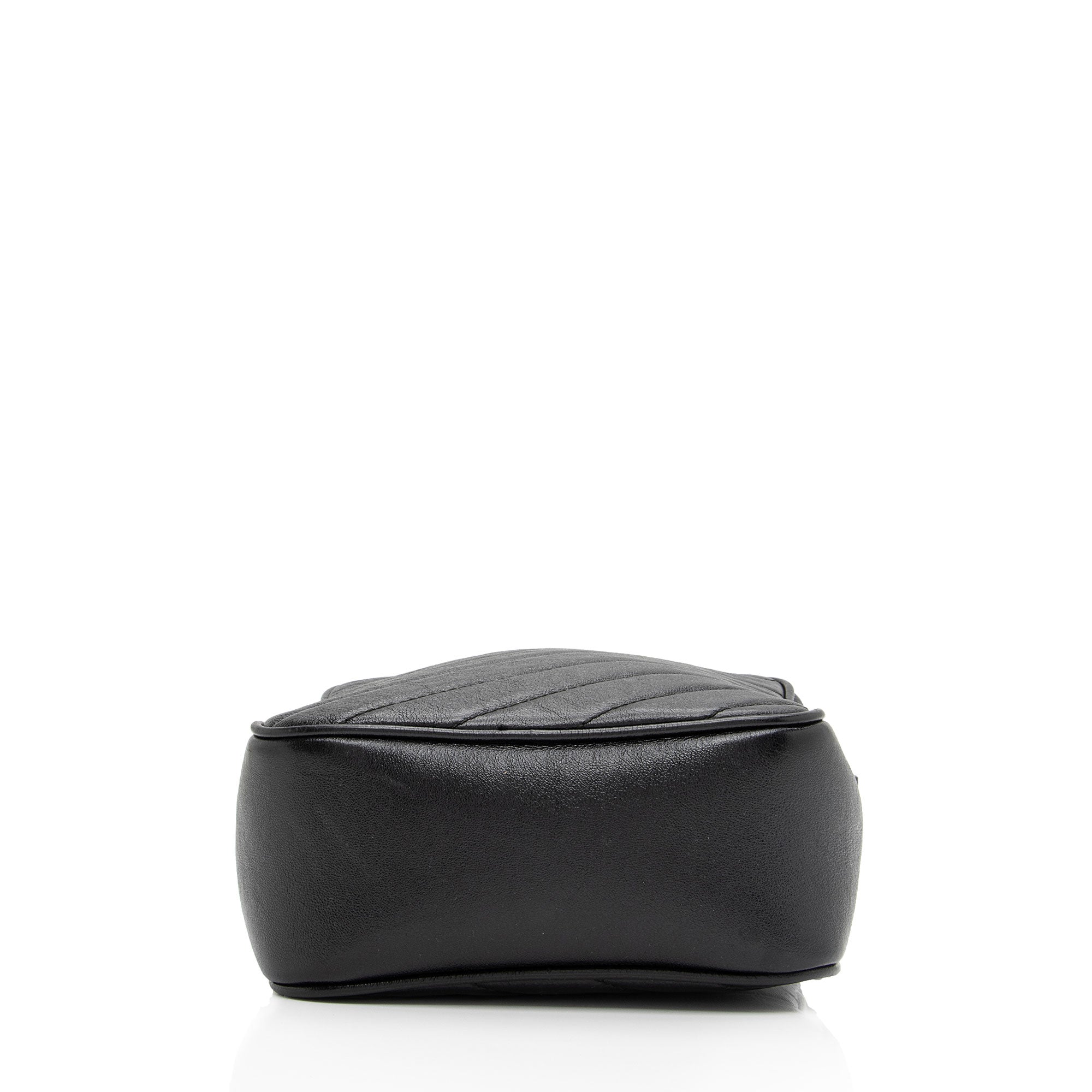 Gucci Diagonal Matelasse Leather GG Marmont Double Zip Mini Camera Bag