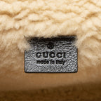 Gucci Diagonal Matelasse Leather Shearling GG Marmont Medium Flap Bag