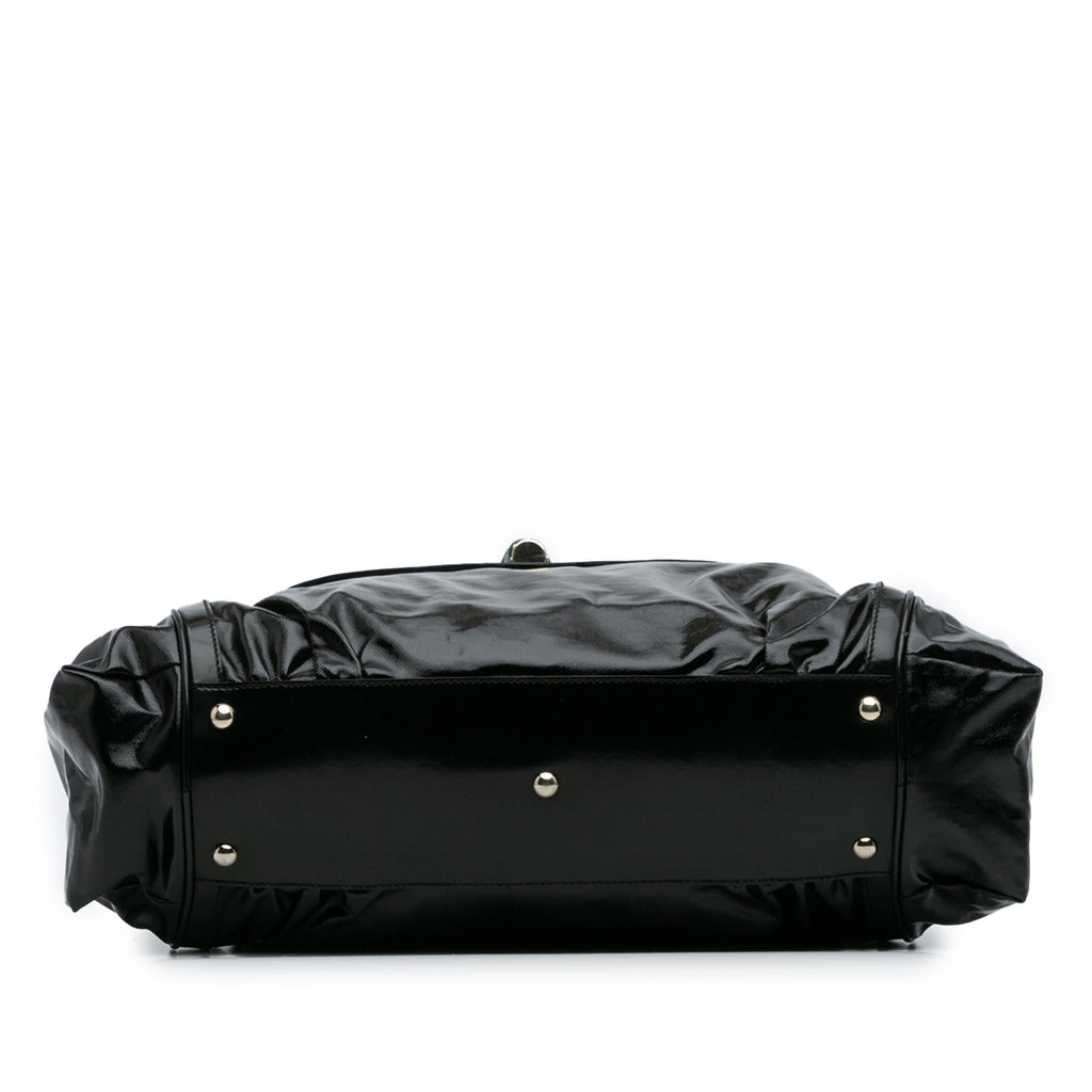 Gucci Dialux Pop Coated Canvas Bamboo Top Handle Bag