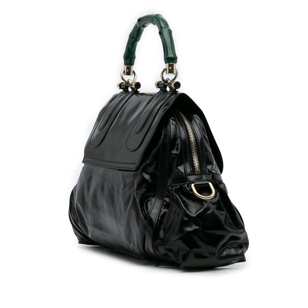 Gucci Dialux Pop Coated Canvas Bamboo Top Handle Bag