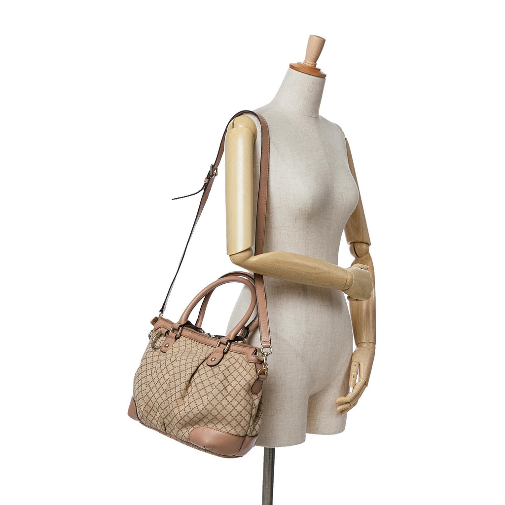 Gucci Diamante Canvas Sukey Satchel