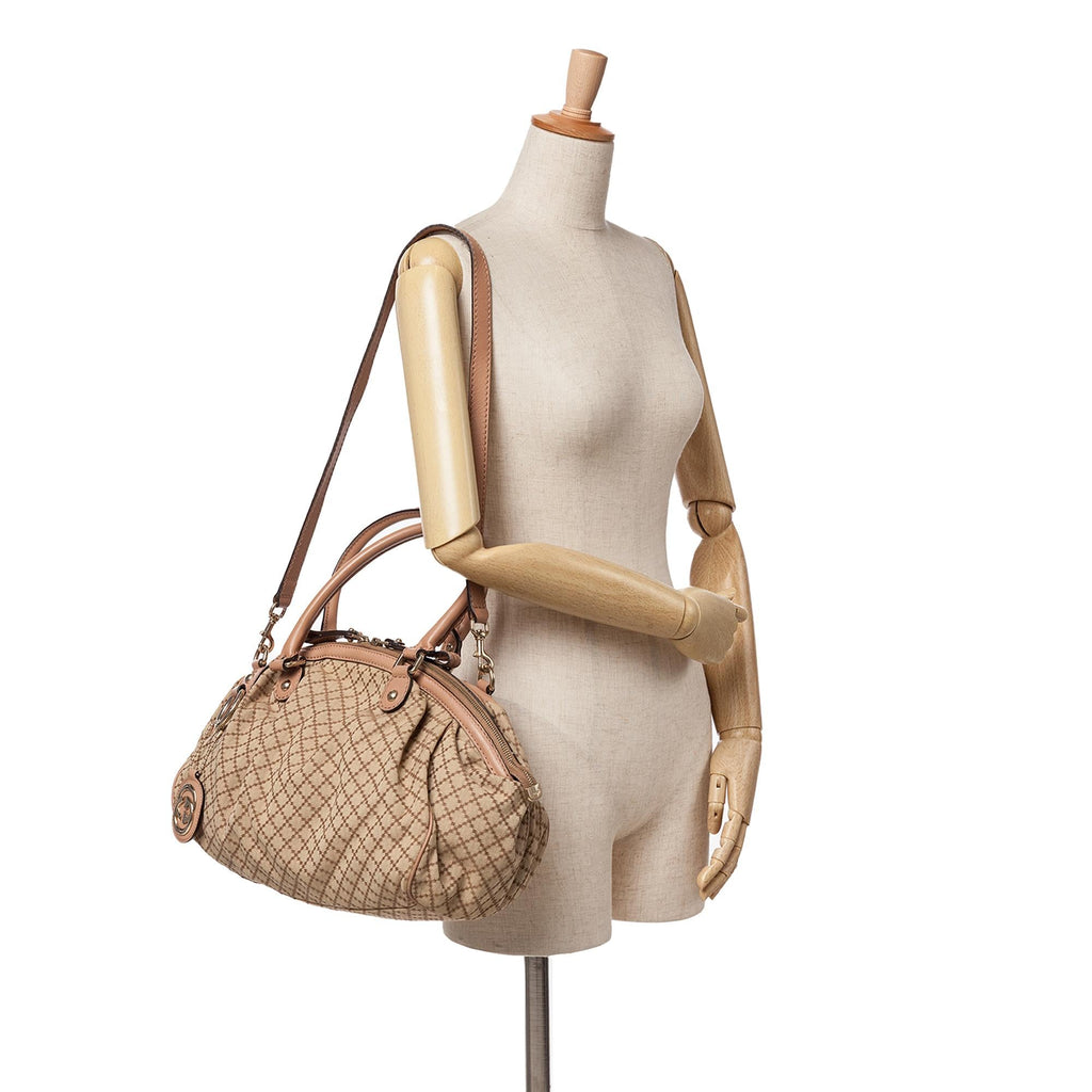 Gucci Diamante Canvas Sukey Satchel