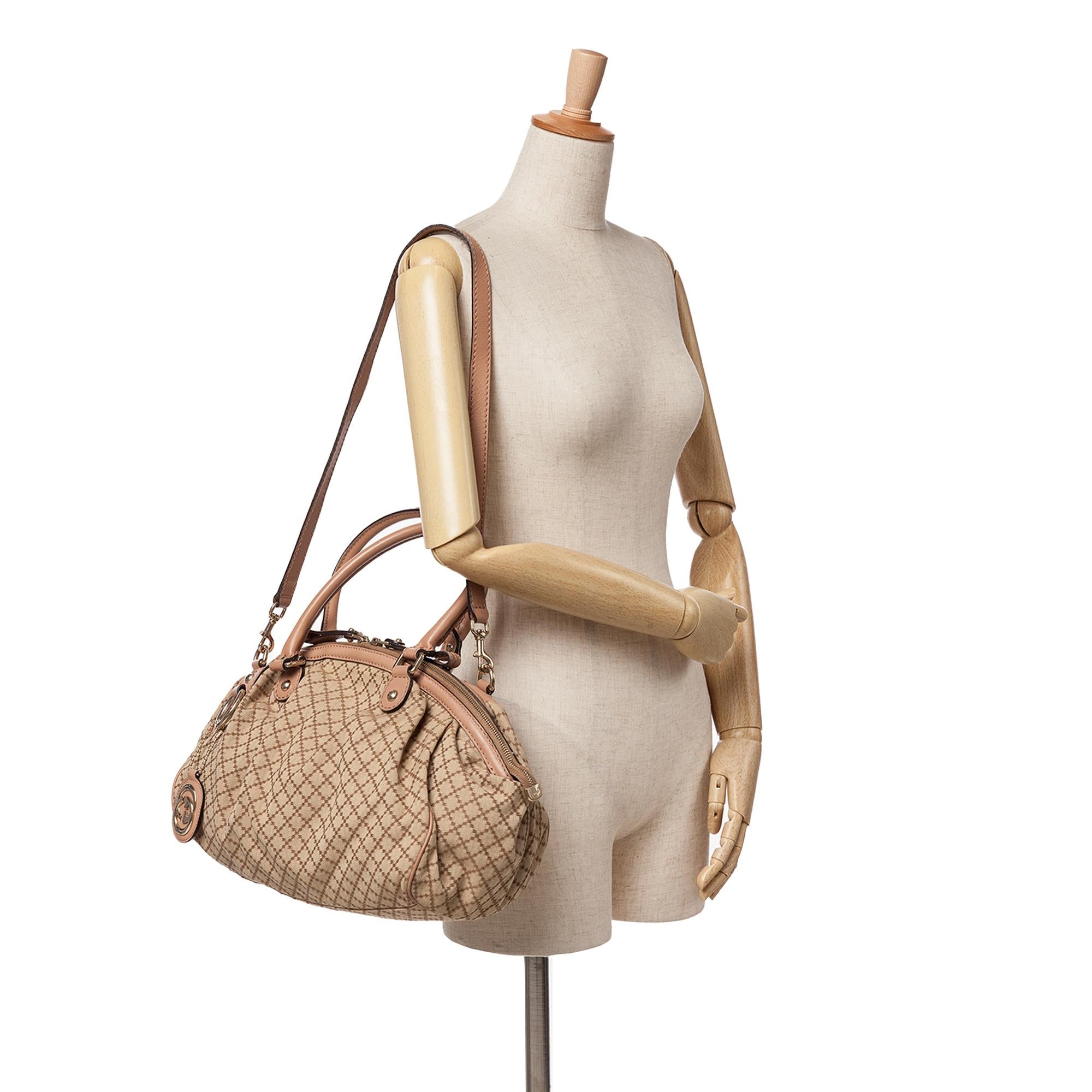 Gucci Diamante Canvas Sukey Satchel