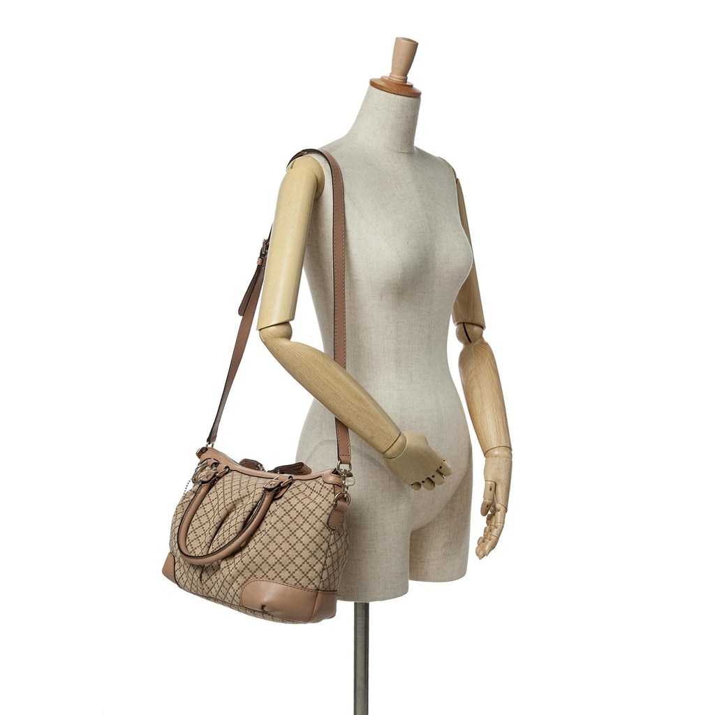 Gucci Diamante Canvas Sukey Satchel