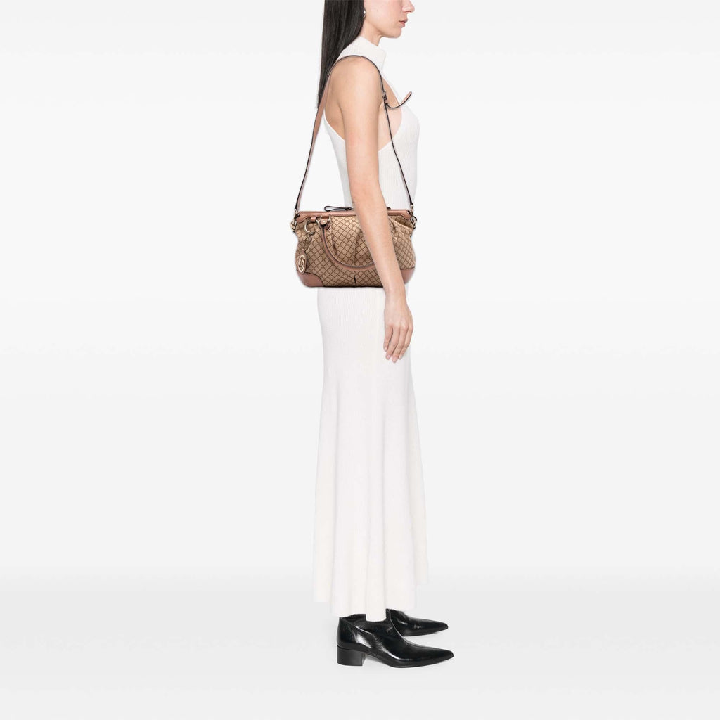 Gucci Diamante Canvas Sukey Satchel