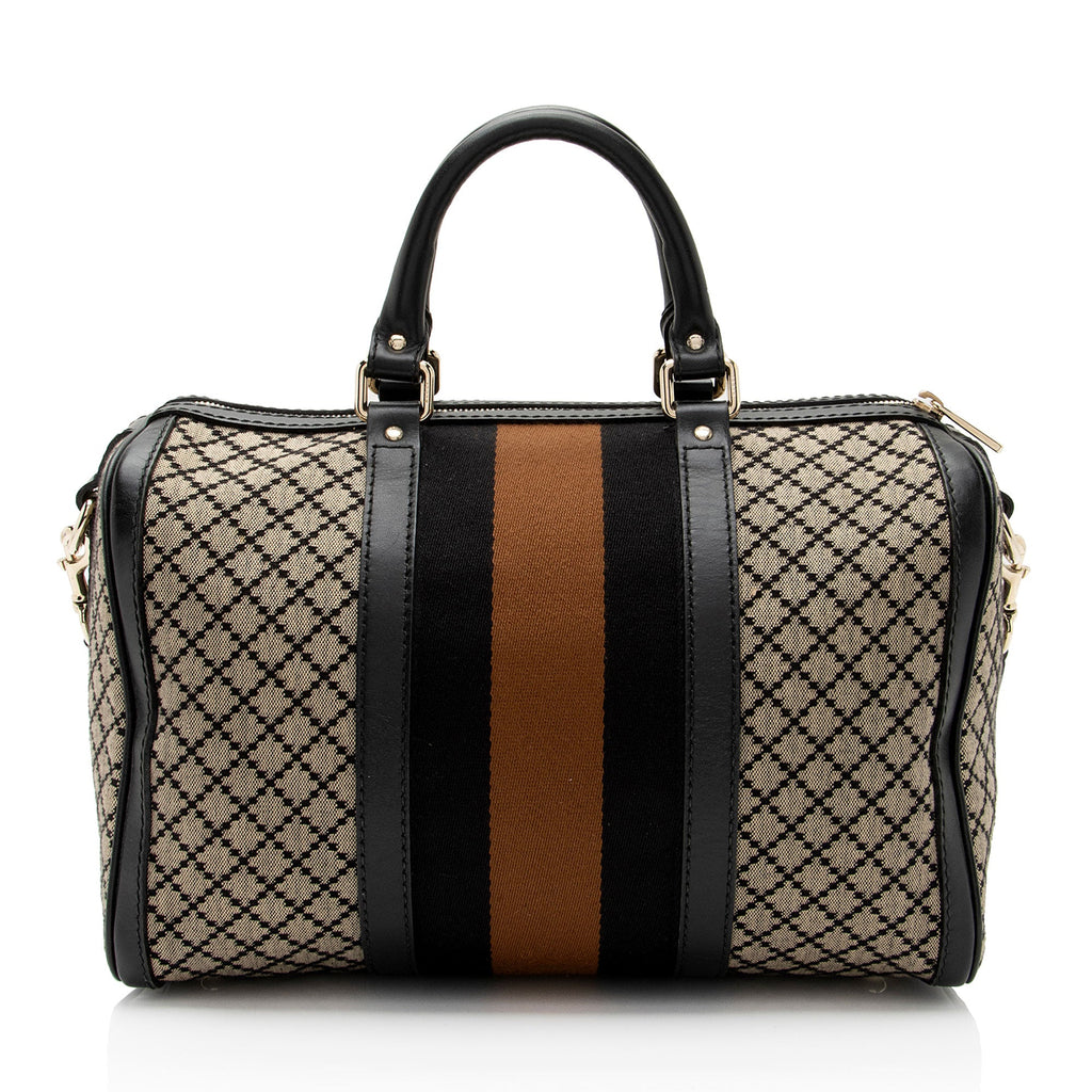 Gucci Diamante Canvas Vintage Web Joy Medium Boston Bag (SHF-6SSWj4)