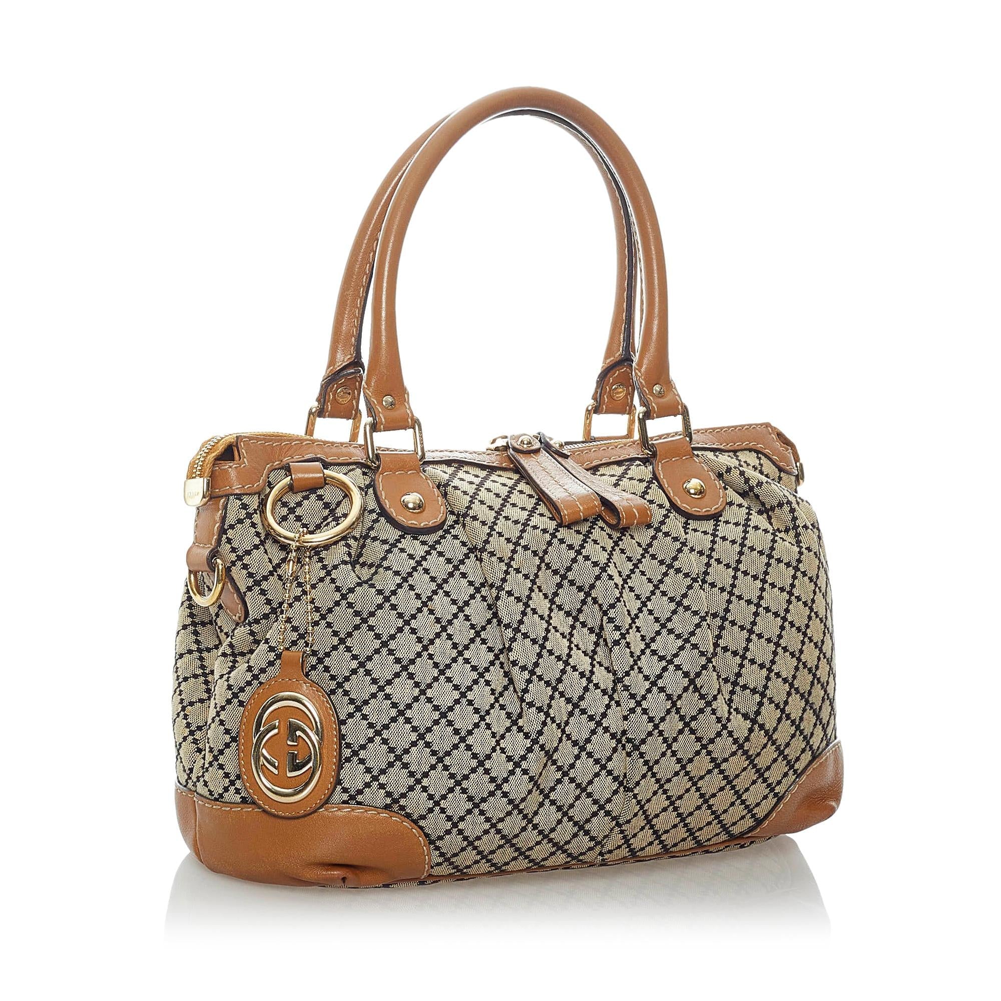 Gucci Diamante Sukey Canvas Satchel (SHG-31083)