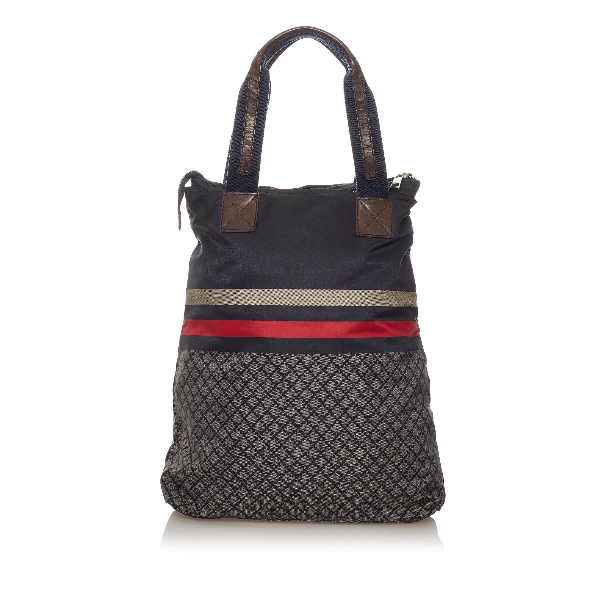 Gucci Diamante Web Nylon Tote Bag (SHG-28177)