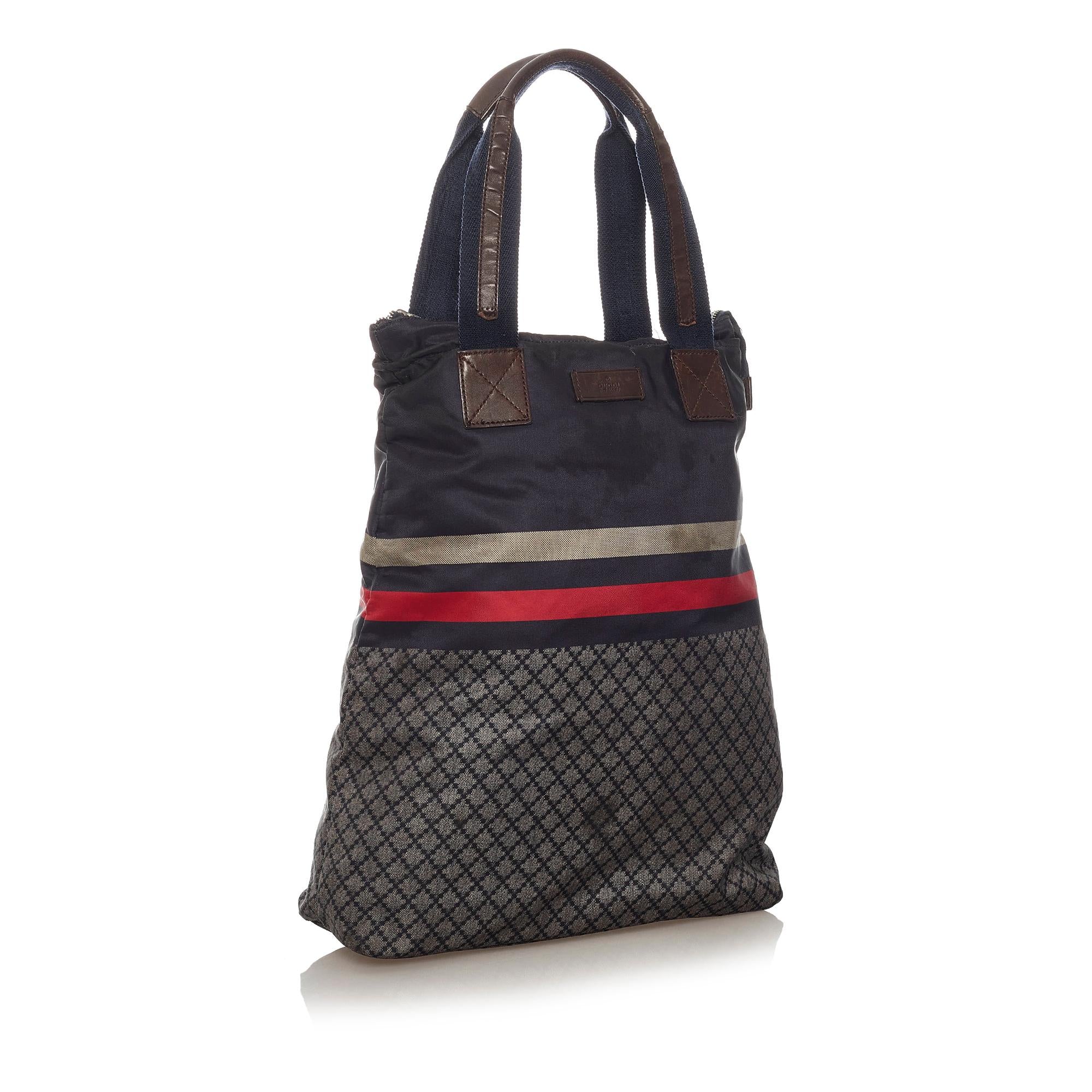 Gucci Diamante Web Nylon Tote Bag (SHG-28177)