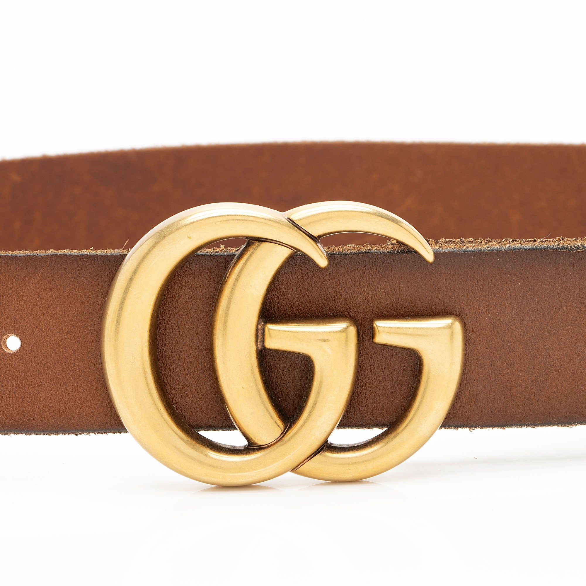 Gucci Distressed Leather GG Marmont Belt - Size 34 / 85