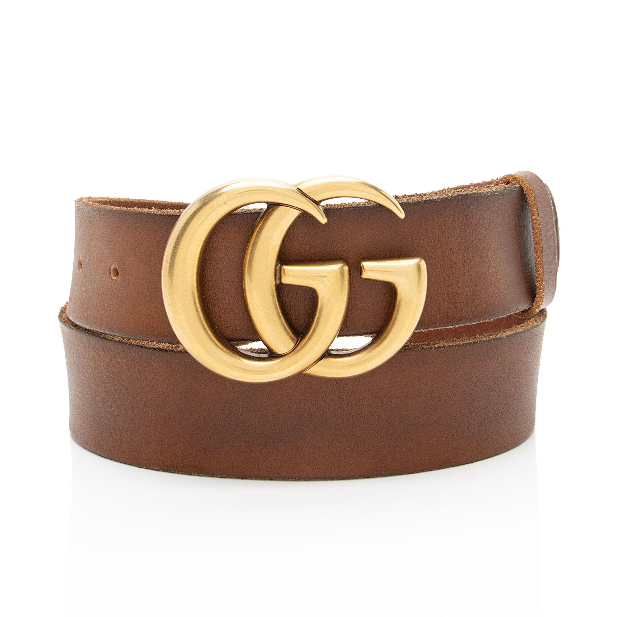 Gucci Distressed Leather GG Marmont Belt - Size 34 / 85