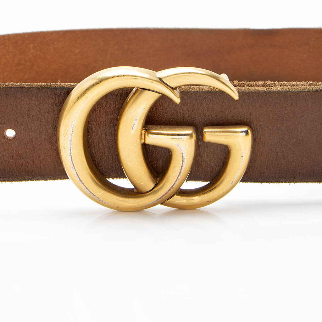 Gucci Distressed Leather GG Marmont Belt - Size 38 / 95